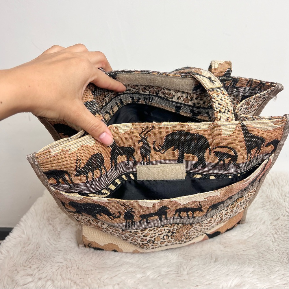 🦒Vintage Jade African safari inspired animal print tapestry tote bag - Picture 6 of 12
